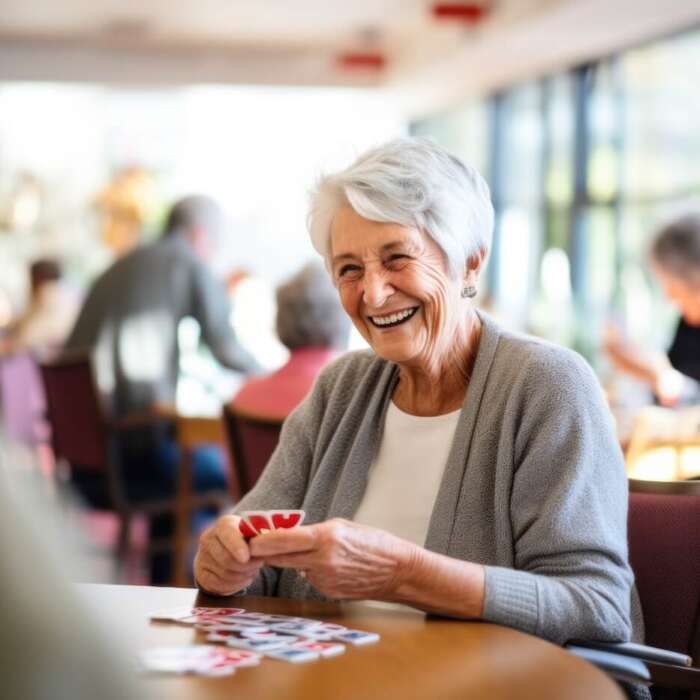 what is independent living senior living resident playing dominoes