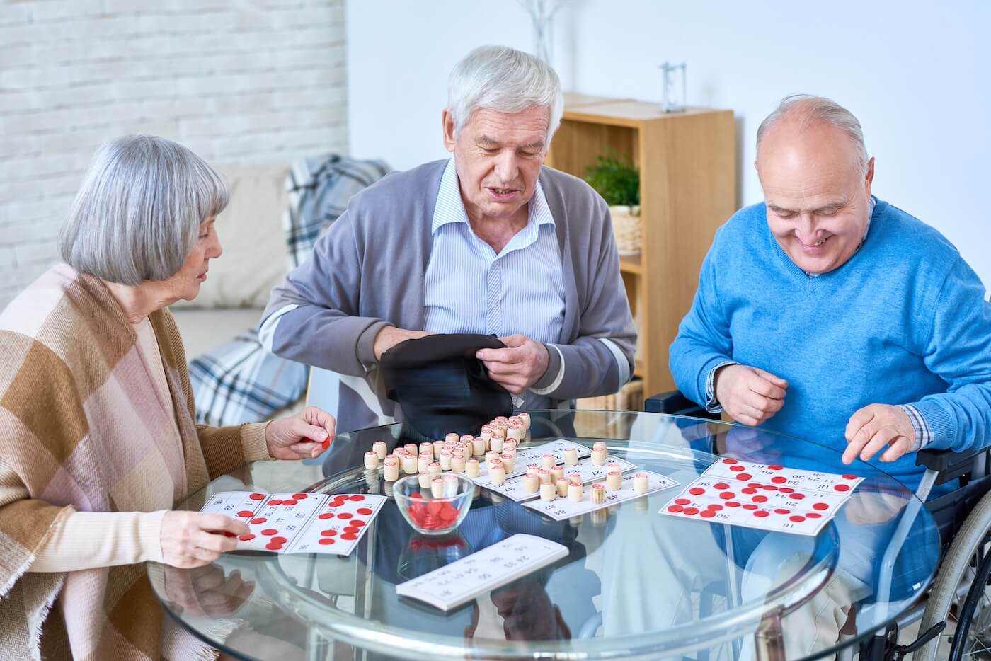 group of seniors playing bingo