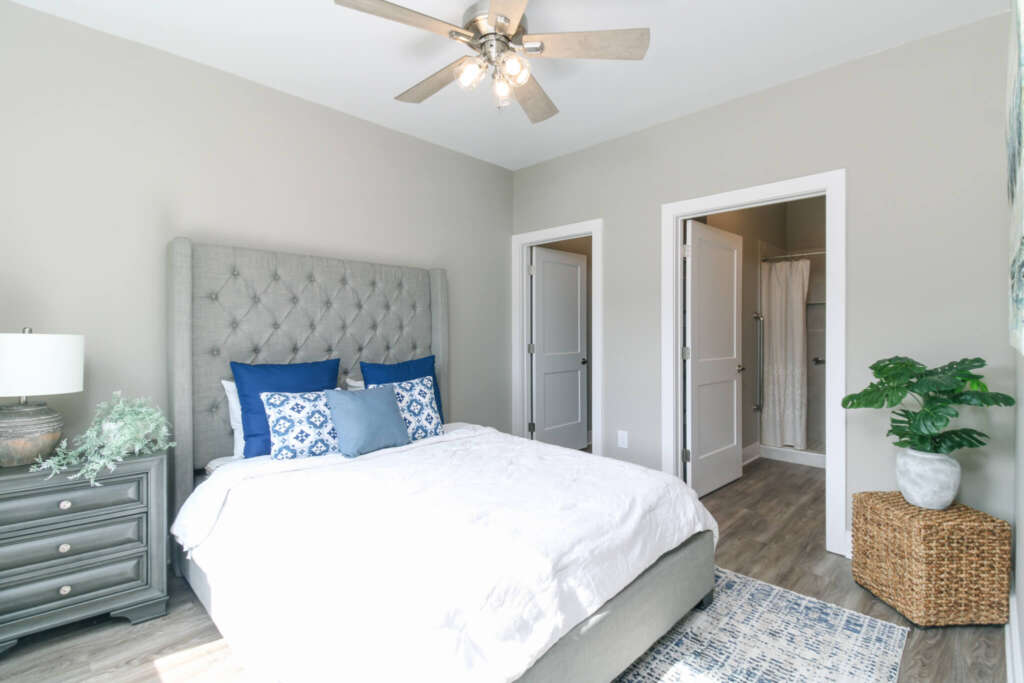 Bedroom One - senior living apartment with two bathrooms at The Landing of Winder